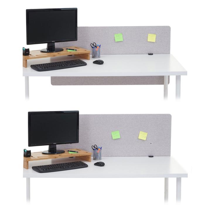 Akustik-Tischtrennwand HWC-G75, Büro-Sichtschutz Schreibtisch Pinnwand,  doppelwandig Stoff/Textil ~ 60x120cm grau von Heute-Wohnen