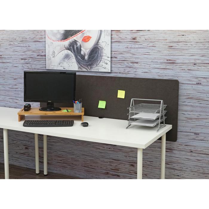 Akustik-Tischtrennwand HWC-G75, Büro-Sichtschutz Schreibtisch Pinnwand,  doppelwandig Stoff/Textil ~ 60x160cm braun-grau von Heute-Wohnen