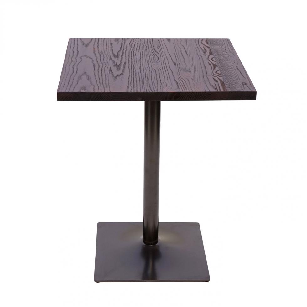 Bistrotisch HWC-H10, Bartisch Thekentisch, Industrial Gastronomie Ulme Holz MVG-zertifiziert 76x60x60cm schwarz-braun