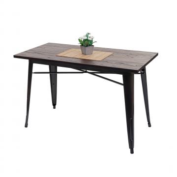 Esszimmertisch HWC-H10a, Tisch Bistrotisch, Metall Ulme Holz Industrial Gastronomie MVG schwarz-braun 120x60cm