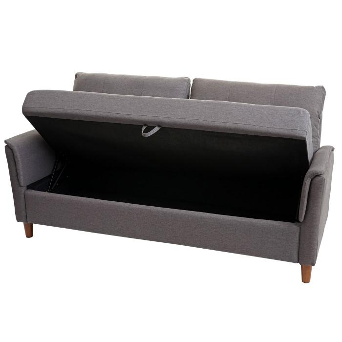 3er Sofa HWC-H23, Loungesofa Dreisitzer Couch, Stecksystem Staufach ~  Stoff/Textil, grau von Heute-Wohnen