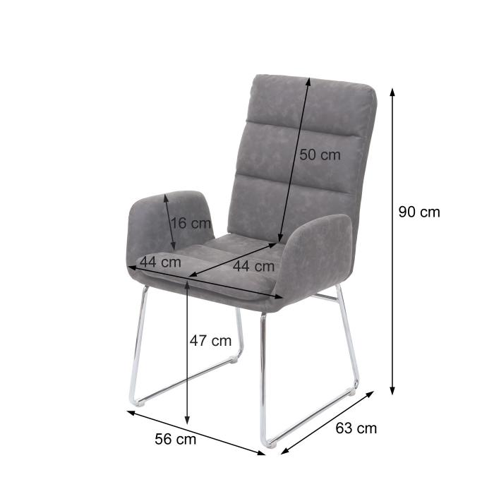 Esszimmerstuhl HWC-H32, Küchenstuhl Stuhl mit Armlehne, Kunstleder Stahl ~  grau-braun von Heute-Wohnen