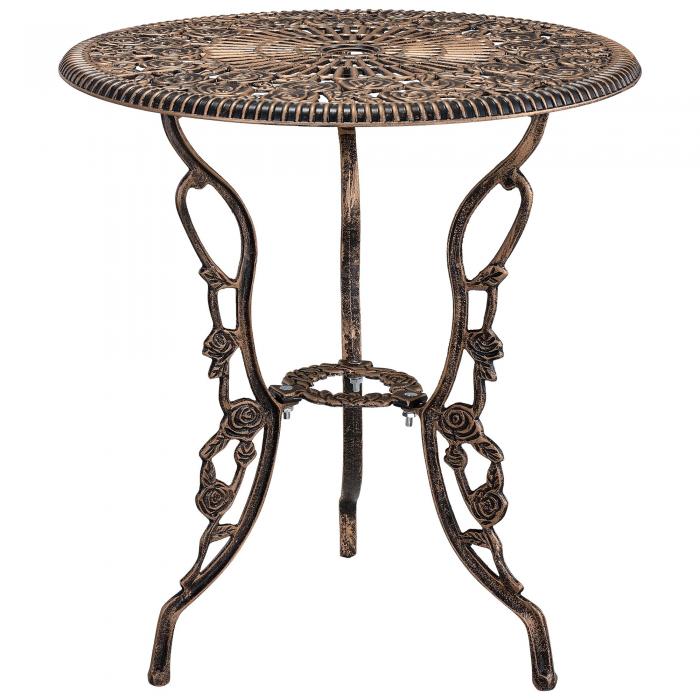 Gartenmöbelset HLO-PX14 Tisch rund mit 2 Stühlen Gusseisen ~ Bronze von  Heute-Wohnen