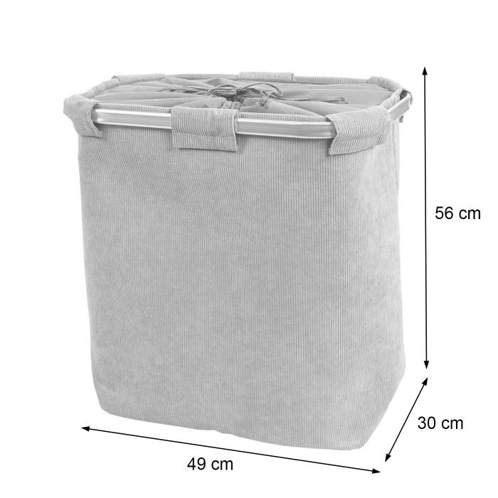 Wäschesammler HWC-C34, Laundry Wäschebox Wäschekorb Wäschebehälter mit  Netz, 2 Fächer 56x49x30cm 82l ~ grau von Heute-Wohnen