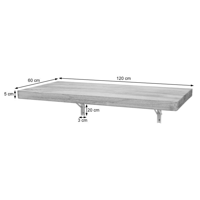 Wandtisch HWC-H48, Wandklapptisch Wandregal Tisch, klappbar Massiv-Holz ~  120x60cm shabby weiß von Heute-Wohnen