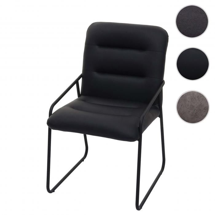 Esszimmerstuhl HWC-H45, Stuhl Küchenstuhl Polsterstuhl, Metall ~ Kunstleder  schwarz von Heute-Wohnen