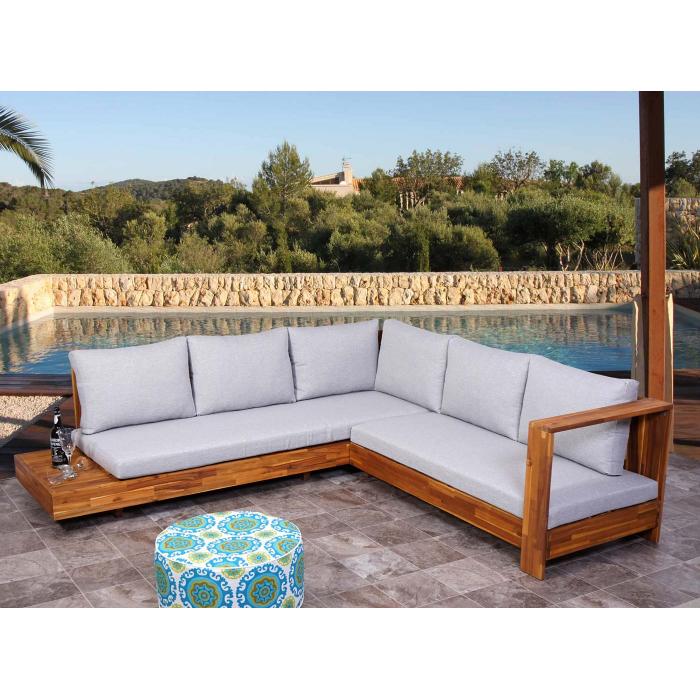 Gartengarnitur HWC-H59, Lounge-Set Sofa Sitzgruppe, Massiv-Holz Akazie Spun  Poly FSC-zertifiziert ~ Kissen hellgrau von Heute-Wohnen