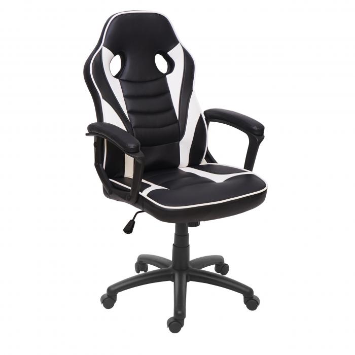 Bürostuhl HWC-F59, Schreibtischstuhl Drehstuhl Racing-Chair Gaming-Chair,  Kunstleder ~ schwarz/weiß von Heute-Wohnen