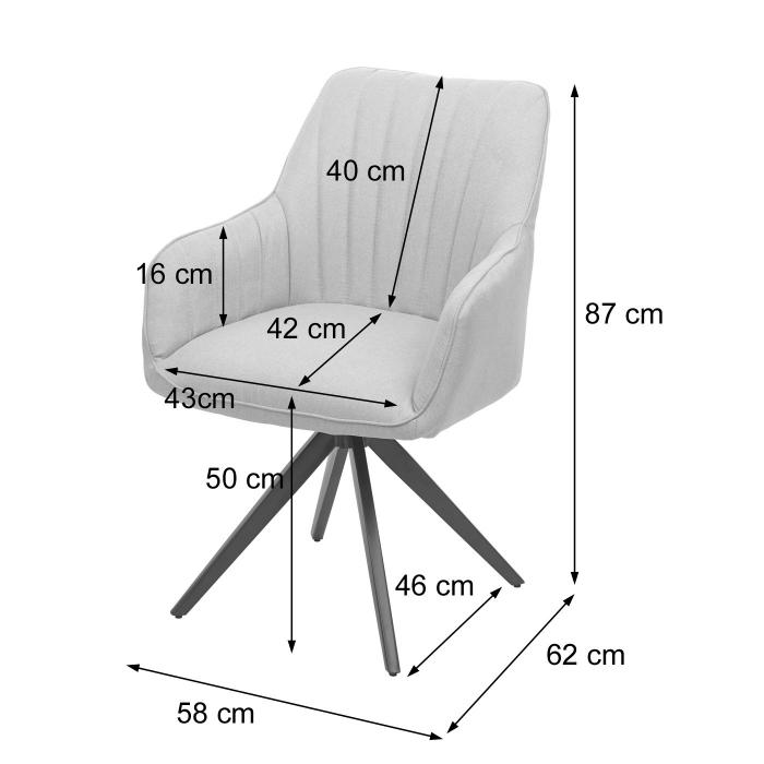 6er-Set Esszimmerstuhl HWC-H73, Küchenstuhl Stuhl Armlehnstuhl, Retro Stahl  Stoff/Textil ~ grau-braun von Heute-Wohnen