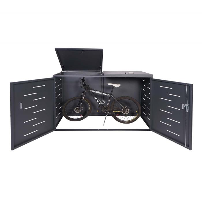 2er-Fahrradgarage HWC-H80, Fahrradbox Geräteschuppen, abschließbar ~ ohne  Pflanzkasten 118x191x100cm anthrazit von Heute-Wohnen