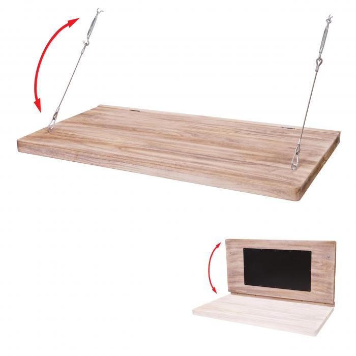Wandtisch HWC-H48, Wandklapptisch Wandregal Tisch mit Tafel, klappbar  Massiv-Holz ~ 120x60cm von Heute-Wohnen