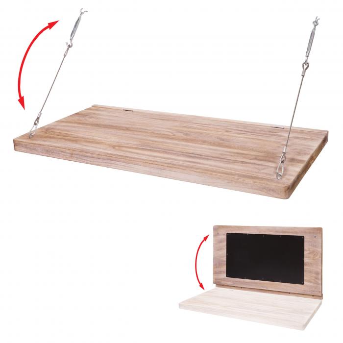 Wandtisch HWC-H48, Wandklapptisch Wandregal Tisch mit Tafel, klappbar  Massiv-Holz ~ 100x50cm von Heute-Wohnen