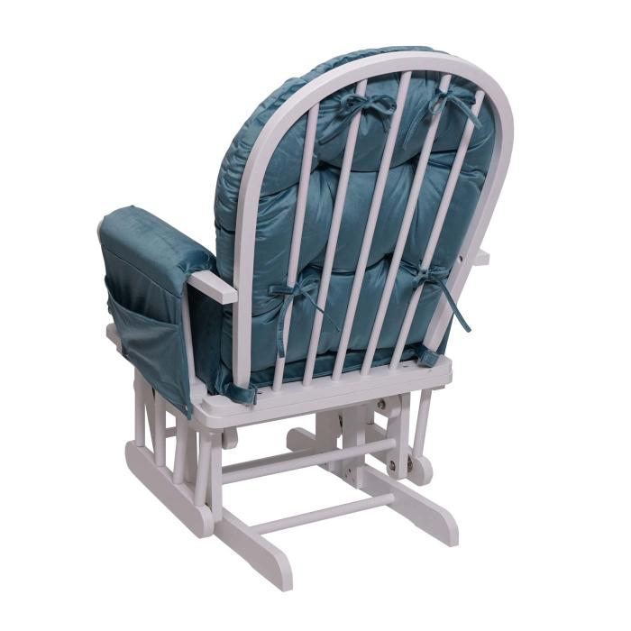 Relaxsessel HWC-C76, Schaukelstuhl Sessel Schwingstuhl mit Hocker ~ Samt,  blau, Gestell weiß von Heute-Wohnen