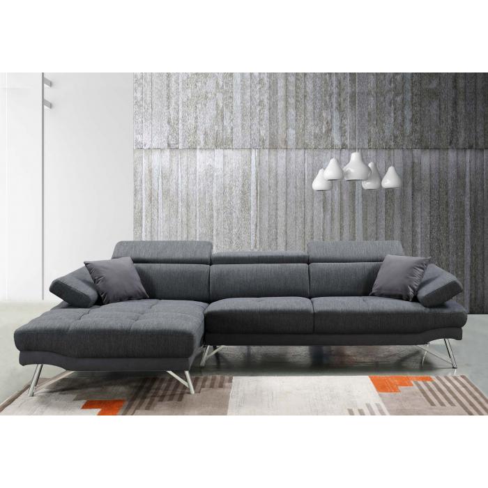 Sofa HWC-H92, Couch Ecksofa L-Form 3-Sitzer, Liegefläche ~ links, anthrazit-grau  von Heute-Wohnen