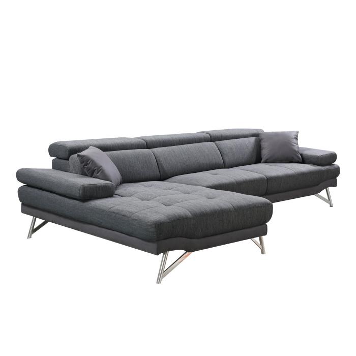 Sofa HWC-H92, Couch Ecksofa L-Form 3-Sitzer, Liegefläche ~ links, anthrazit-grau  von Heute-Wohnen