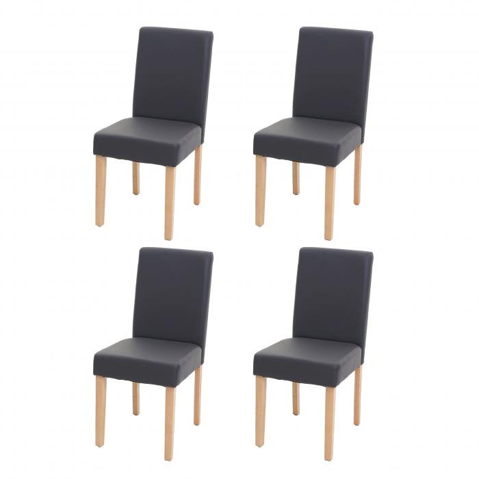 4er-Set Esszimmerstuhl Stuhl Küchenstuhl Littau ~ Kunstleder, grau matt,  helle Beine von Heute-Wohnen