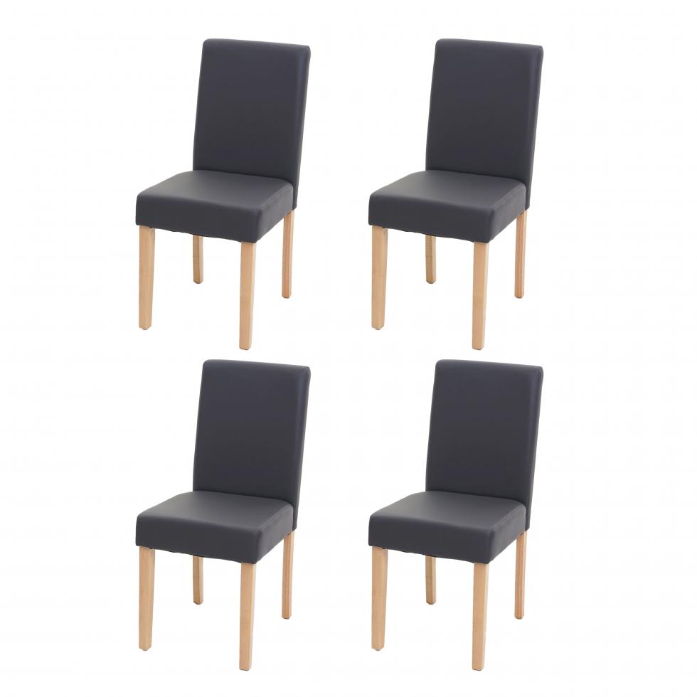 4x Esszimmerstuhl Stuhl Küchenstuhl Littau ~ Kunstleder, grau matt, helle Beine