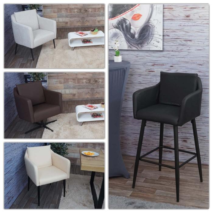 Lounge-Sessel HWC-H93a, Sessel Cocktailsessel Relaxsessel ~ Kunstleder  schwarz von Heute-Wohnen