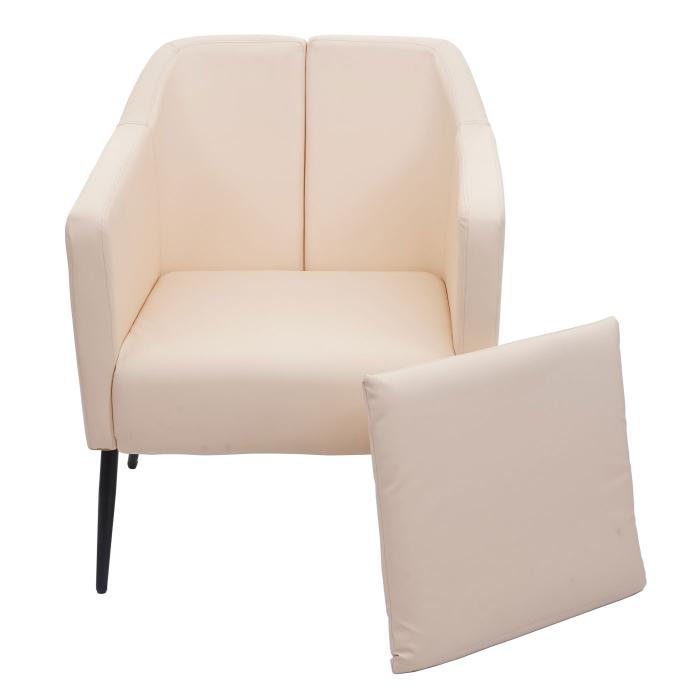 Lounge-Sessel HWC-H93a, Sessel Cocktailsessel Relaxsessel ~ Kunstleder creme-beige  von Heute-Wohnen