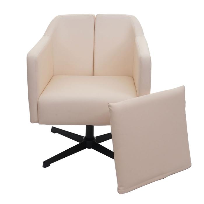 Lounge-Sessel HWC-H93b, Sessel Cocktailsessel Relaxsessel mit Fußkreuz,  drehbar ~ Kunstleder creme-beige von Heute-Wohnen