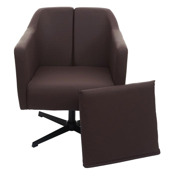 Lounge-Sessel HWC-H93b, Sessel Cocktailsessel Relaxsessel mit Fußkreuz,  drehbar ~ Kunstleder braun von Heute-Wohnen