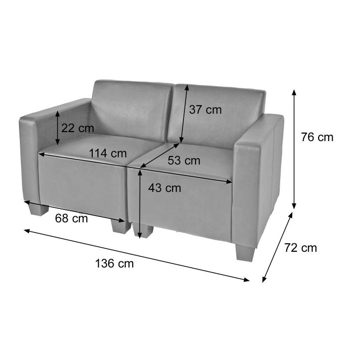 Modular 2-Sitzer Sofa Couch Lyon, Kunstleder ~ rot-braun von Heute-Wohnen