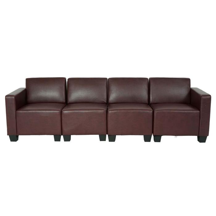 Modular 4-Sitzer Sofa Couch Lyon, Kunstleder ~ rot-braun von Heute-Wohnen