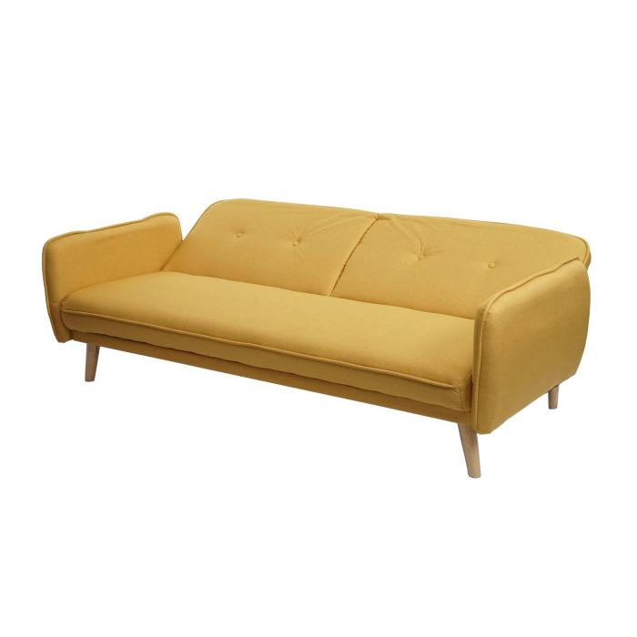 Schlafsofa HWC-J18, Couch Klappsofa Gästebett Bettsofa, Schlaffunktion  Stoff/Textil ~ gelb von Heute-Wohnen
