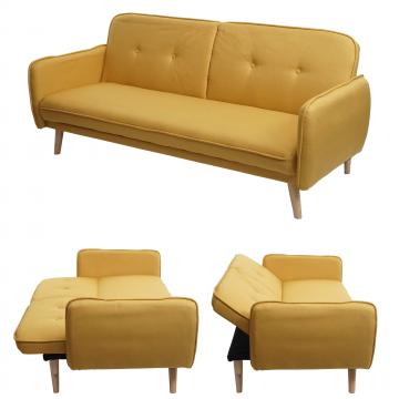 Schlafsofa HWC-J18, Couch Klappsofa Gstebett Bettsofa, Schlaffunktion Stoff/Textil 185cm ~ gelb