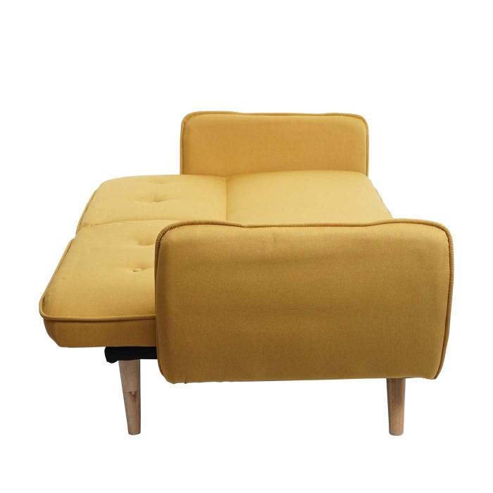 Schlafsofa HWC-J18, Couch Klappsofa Gästebett Bettsofa, Schlaffunktion  Stoff/Textil ~ gelb von Heute-Wohnen