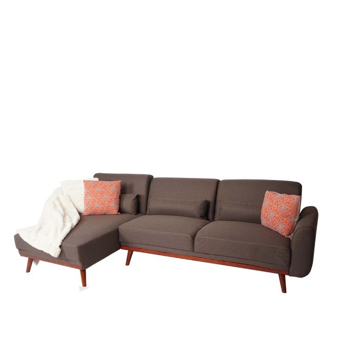 Sofa HWC-J20, Couch Ecksofa, L-Form 3-Sitzer Liegefläche Schlaffunktion  Stoff/Textil ~ braun von Heute-Wohnen
