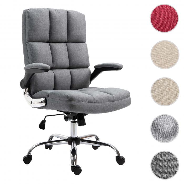 Bürostuhl HWC-J21, Chefsessel Drehstuhl Schreibtischstuhl, höhenverstellbar  ~ Stoff/Textil grau von Heute-Wohnen