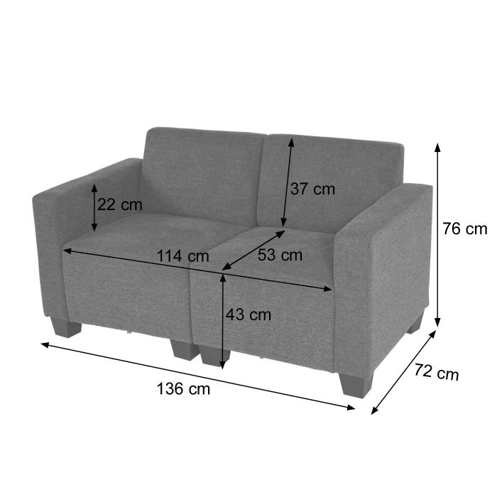 Modular 2-Sitzer Sofa Couch Lyon, Stoff/Textil ~ anthrazit-grau von  Heute-Wohnen
