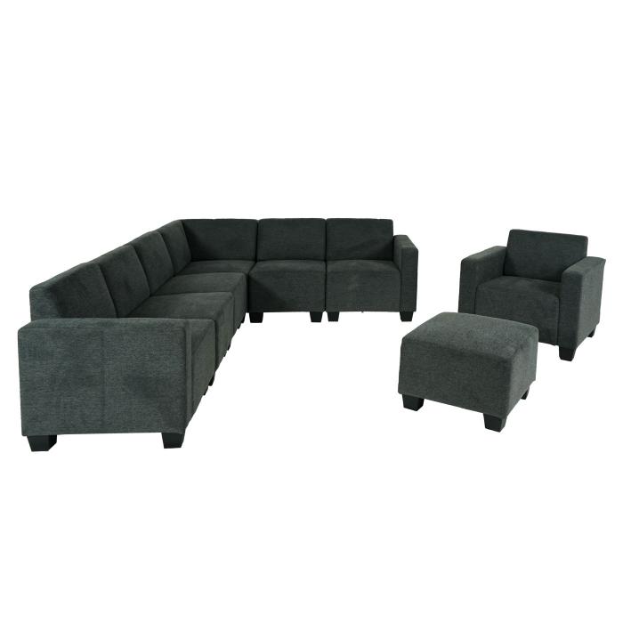 Modular Sofa-System Couch-Garnitur Lyon 6-2, Stoff/Textil ~ anthrazit-grau