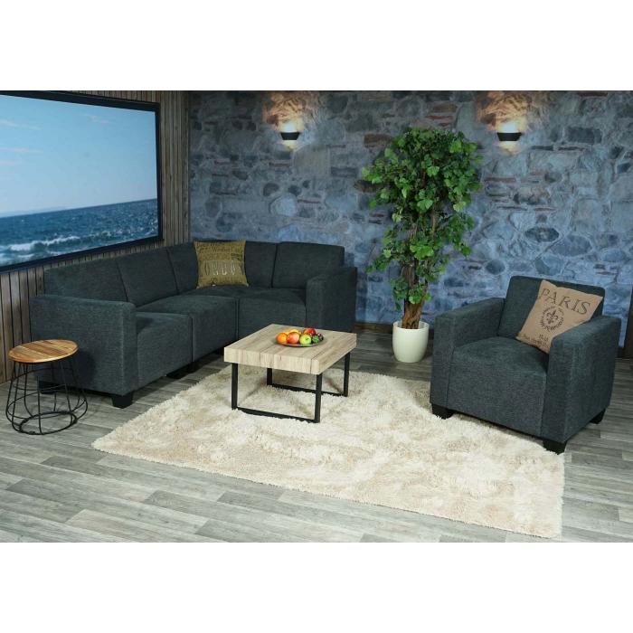 Modular Sofa-System Couch-Garnitur Lyon 4-1, Stoff/Textil ~ anthrazit-grau  von Heute-Wohnen