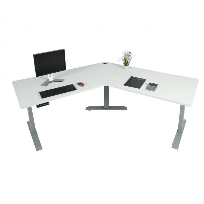 Schreibtisch HWC-D40, Computertisch, 120° elektrisch höhenverstellbar ~  weiß, grau von Heute-Wohnen