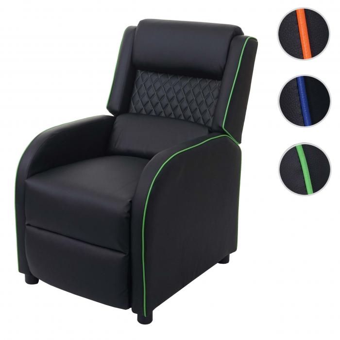 Fernsehsessel HWC-J27, Relaxsessel Liege Sessel TV-Sessel, Kunstleder ~  schwarz-grün von Heute-Wohnen