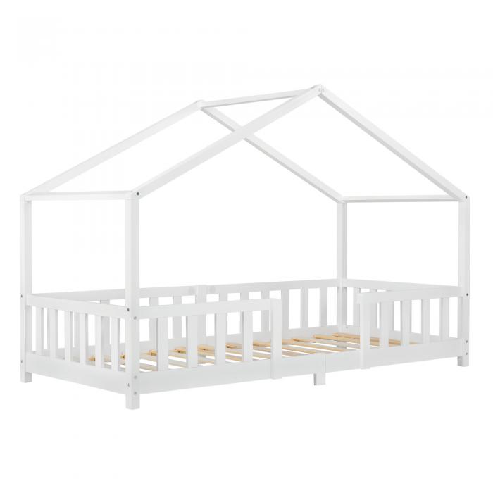 Kinderbett HLO-PX189 90x200 cm mit Lattenrost + Gitter Holz ~ Weiß von  Heute-Wohnen