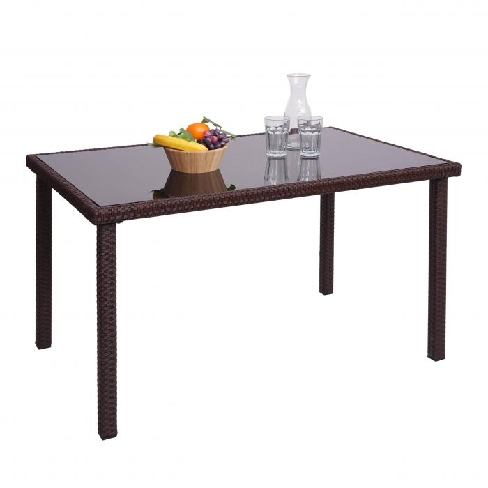 Poly-Rattan Tisch HWC-G19, Gartentisch Balkontisch, 120x75cm ~ braun von  Heute-Wohnen