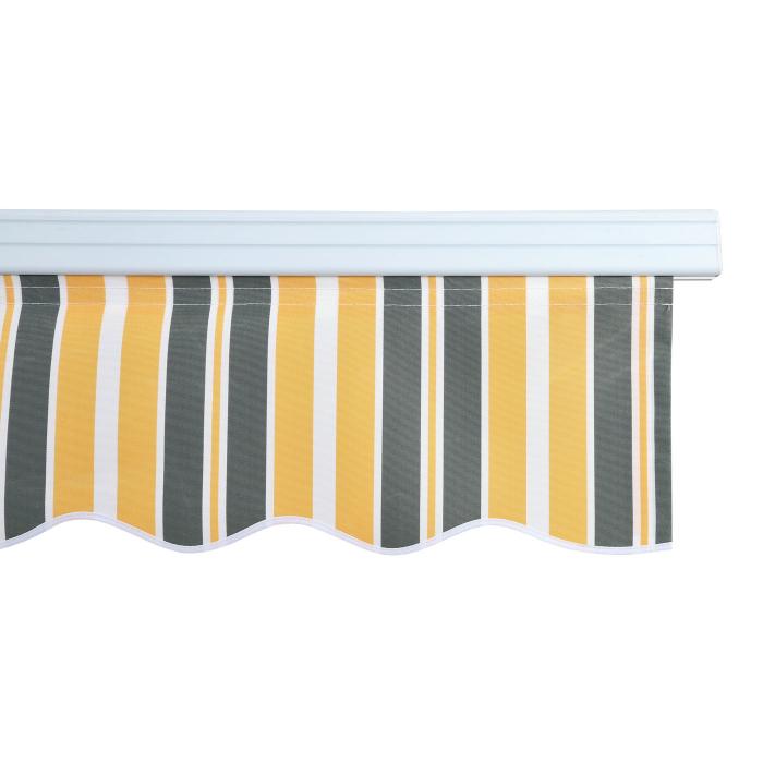 Alu-Markise HWC-E49, Gelenkarmmarkise Sonnenschutz 2,5x2m ~ Polyester  grau-gelb gestreift von Heute-Wohnen