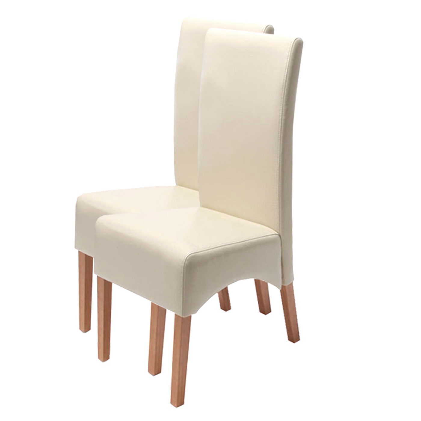B-Ware (Sitzflächen gebrochen SK3) | 2er-Set Esszimmerstuhl Küchenstuhl  Stuhl Latina, LEDER ~ creme, helle Beine von Heute-Wohnen