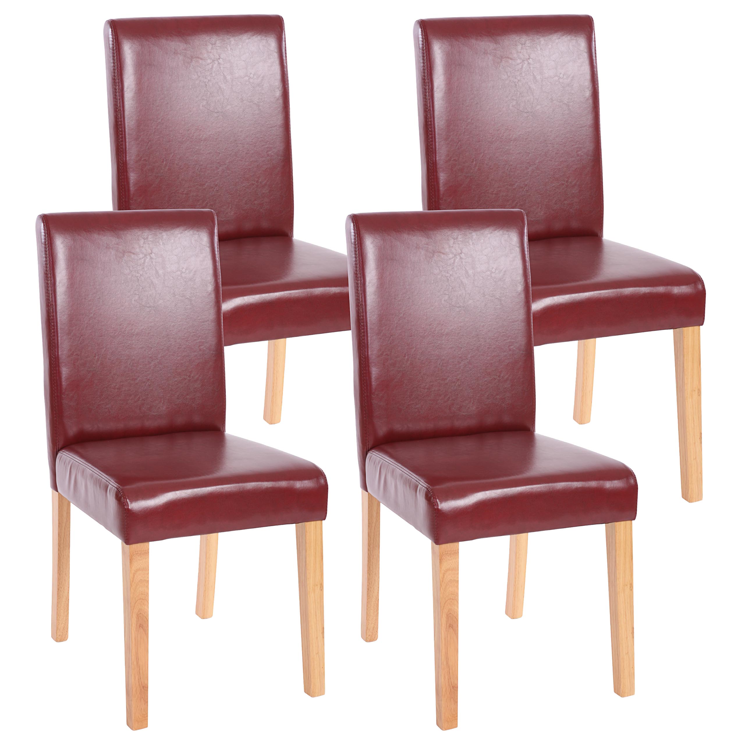 4er-Set Esszimmerstuhl Stuhl Küchenstuhl Littau ~ Kunstleder, rot-braun,  helle Beine von Heute-Wohnen