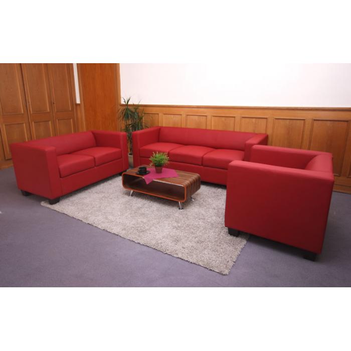 3er Sofa Couch Loungesofa Lille ~ Leder, rot von Heute-Wohnen