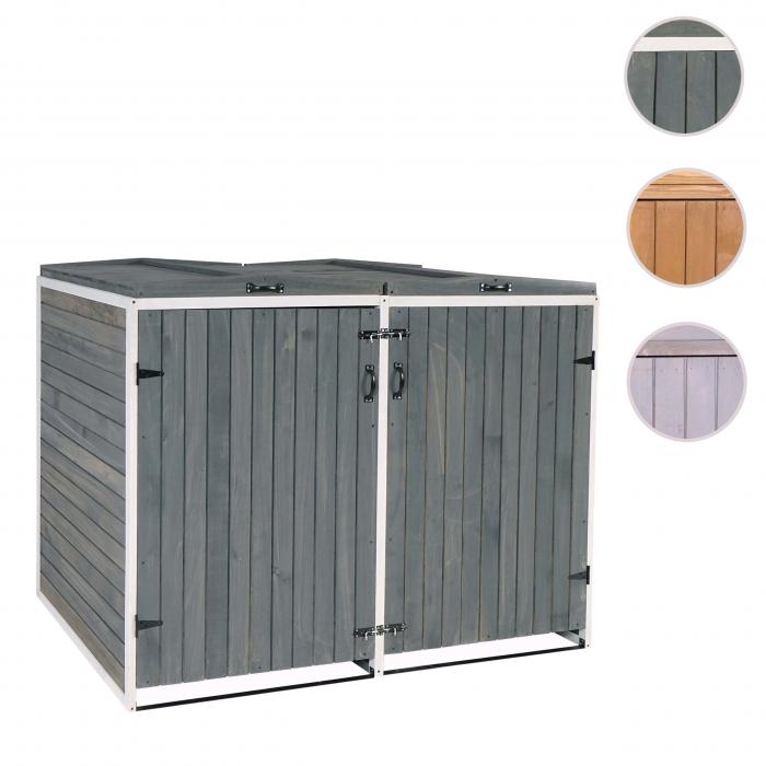 XL 2er-/4er-Mülltonnenverkleidung HWC-H74, Mülltonnenbox, erweiterbar  126x158x98cm Holz MVG ~ grau-weiß von Heute-Wohnen