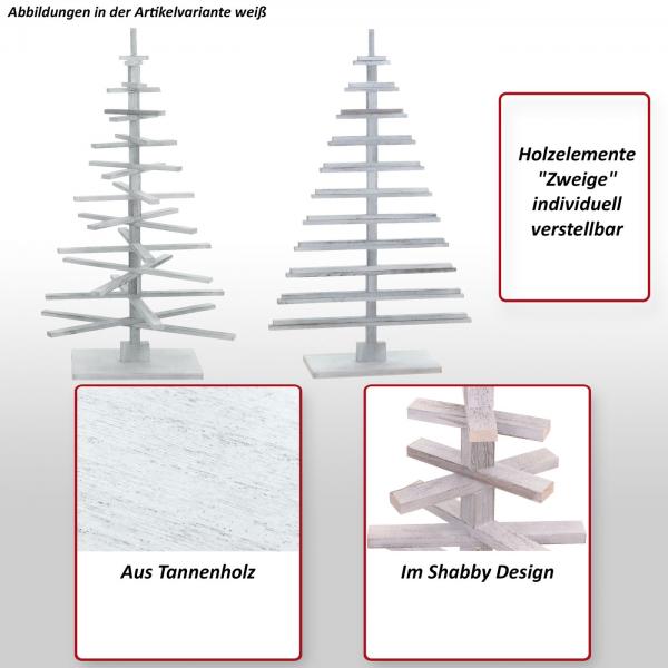 Deko-Weihnachtsbaum HWC-H77, 3D-Christbaum Weihnachtsdekoration, Shabby-Look Tannenholz verstellbar 130x82x82cm ~ wei