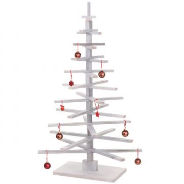 Deko-Weihnachtsbaum HWC-H77, 3D-Christbaum Weihnachtsdekoration, Shabby-Look Tannenholz verstellbar 130x82x82cm ~ wei