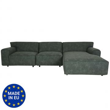 Ecksofa HWC-J59, Couch Sofa mit Ottomane rechts, Made in EU, wasserabweisend 295cm ~ Kunstleder grau