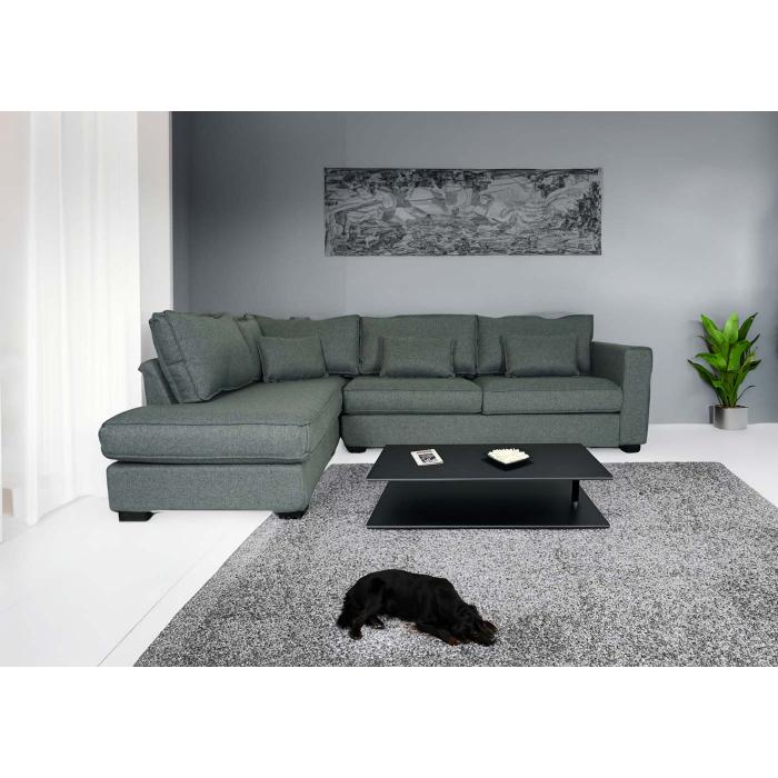 Ecksofa HWC-J58, Couch Sofa mit Ottomane links, Made in EU, wasserabweisend  295cm ~ Stoff/Textil grau von Heute-Wohnen