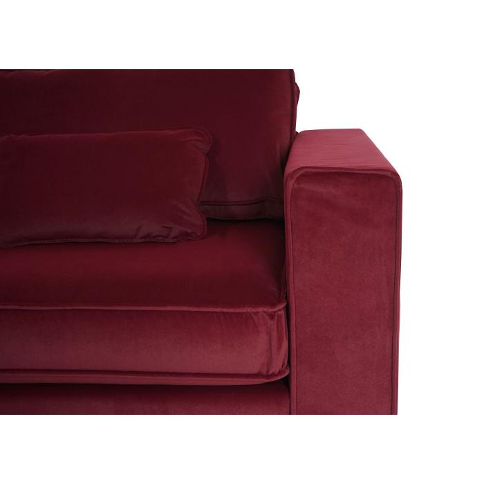 Ecksofa HWC-J58, Couch Sofa mit Ottomane links, Made in EU, wasserabweisend  ~ Samt bordeaux-rot von Heute-Wohnen