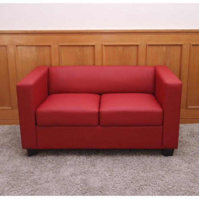 2er Sofa Couch Loungesofa Lille ~ Leder, rot von Heute-Wohnen